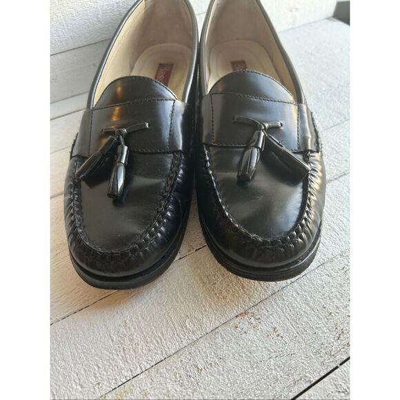 Bass Harrison Men’s 10D Black Leather Tassel Loafers Classic main image 2